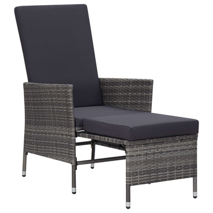 2 Piece Patio Lounge Set with Cushions Poly Rattan Gray image 3