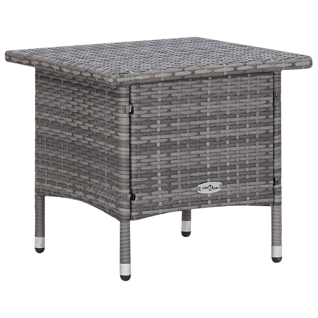 2 Piece Patio Lounge Set with Cushions Poly Rattan Gray image 9