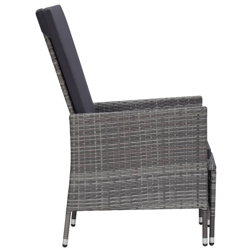 2 Piece Patio Lounge Set with Cushions Poly Rattan Gray image 5