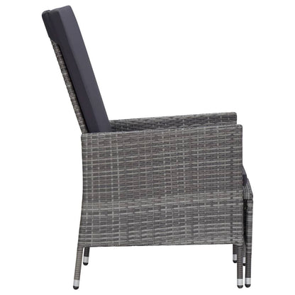 2 Piece Patio Lounge Set with Cushions Poly Rattan Gray image 5