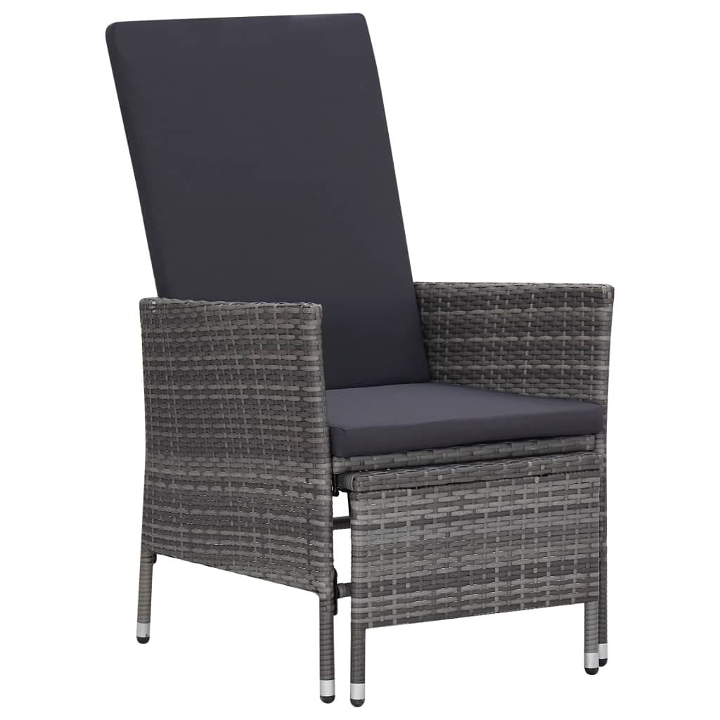 2 Piece Patio Lounge Set with Cushions Poly Rattan Gray image 2