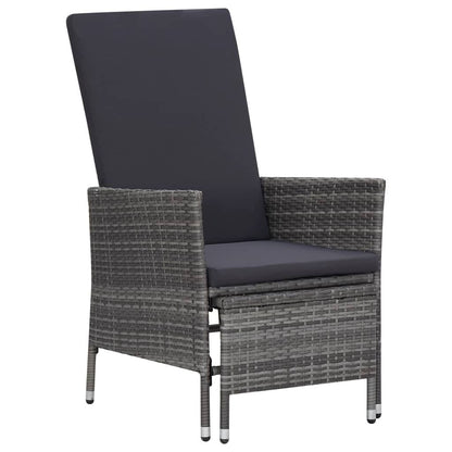 2 Piece Patio Lounge Set with Cushions Poly Rattan Gray image 2