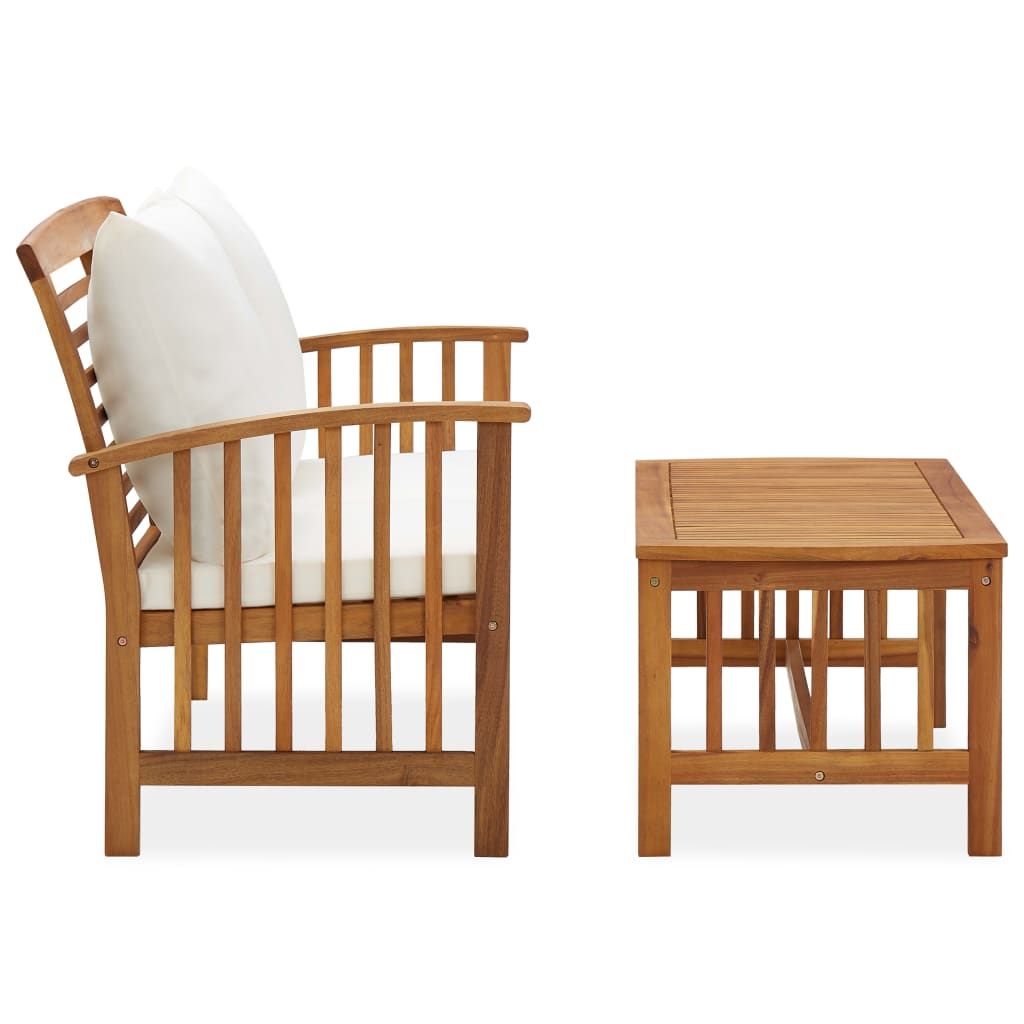 2 Piece Patio Lounge Set with Cushions Solid Acacia Wood image 2