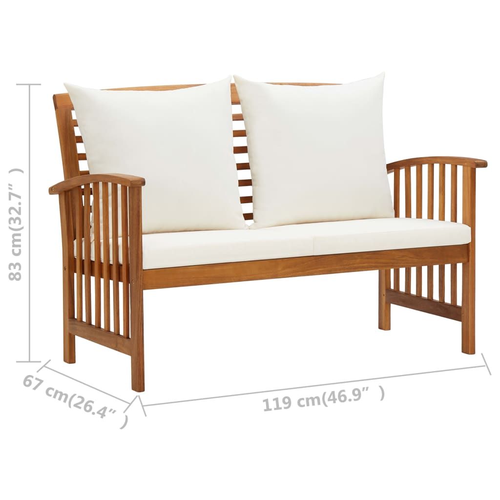 2 Piece Patio Lounge Set with Cushions Solid Acacia Wood image 9