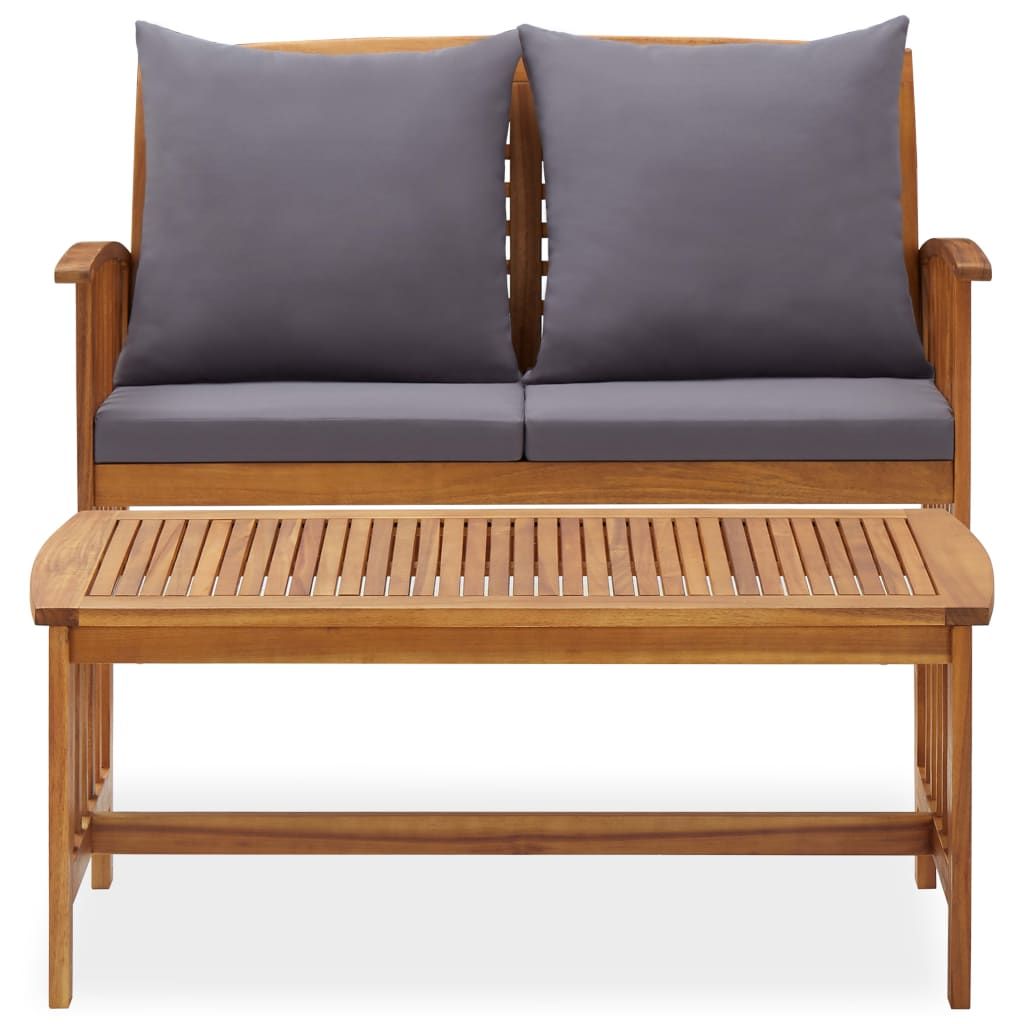 2 Piece Patio Lounge Set with Cushions Solid Acacia Wood image 3