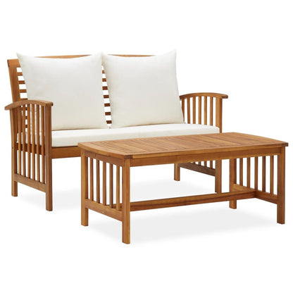 2 Piece Patio Lounge Set with Cushions Solid Acacia Wood image 1