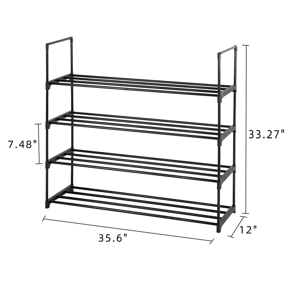 2 Set 4 Tiers Shoe Rack Tower Storage Organizer Gray - In Entryway
