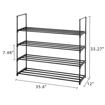 2 Set 4 Tiers Shoe Rack Tower Storage Organizer Gray - In Entryway