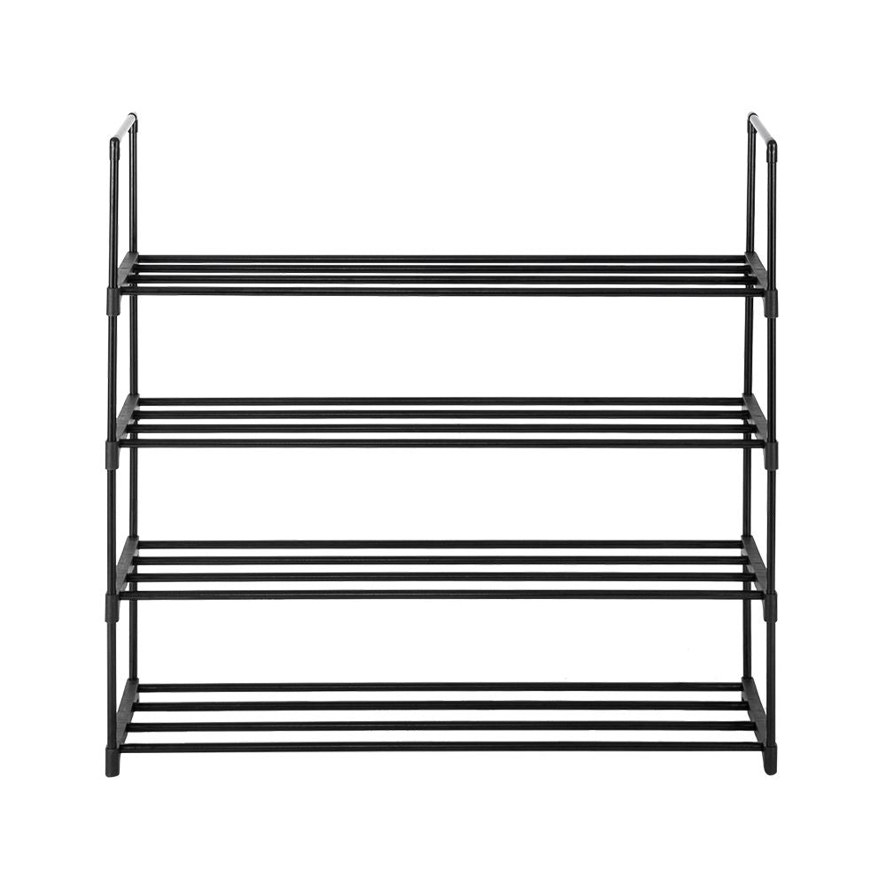 2 Set 4 Tiers Shoe Rack Tower Storage Organizer Gray - Front View
