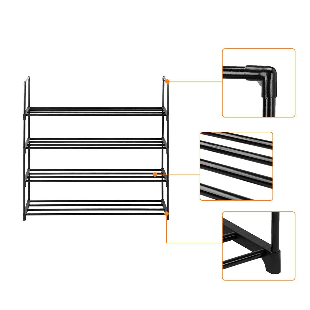 2 Set 4 Tiers Shoe Rack Tower Storage Organizer Gray - Dimensions
