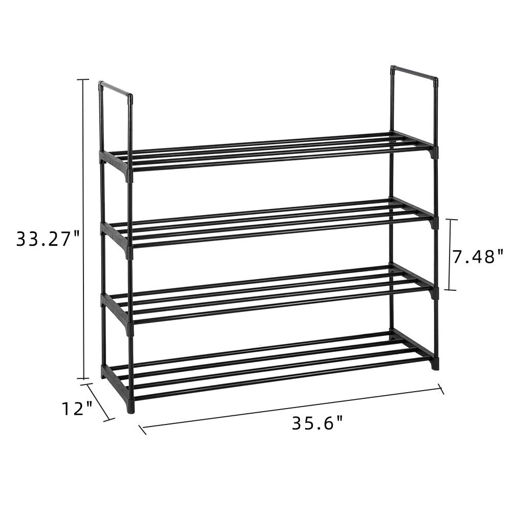 2 Set 4 Tiers Shoe Rack Tower Storage Organizer Gray - Assembly Steps