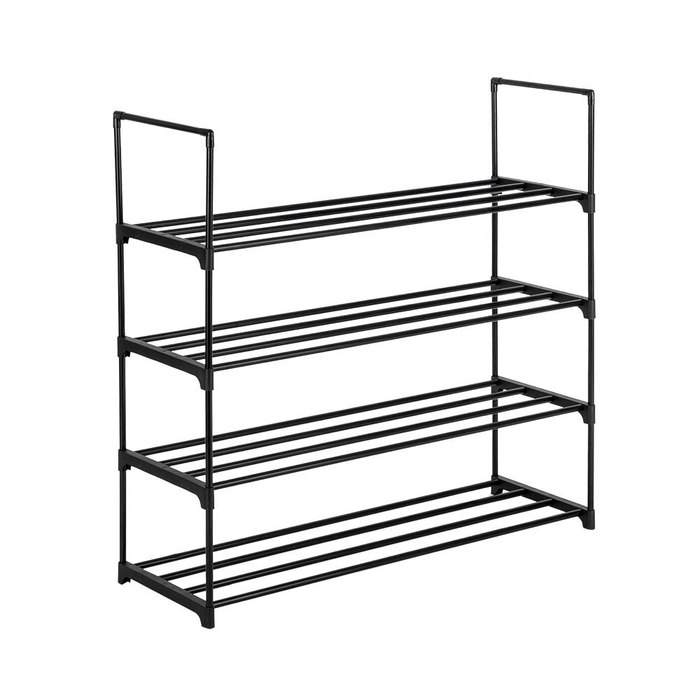 2 Set 4 Tiers Shoe Rack Tower Storage Organizer Gray - Side View