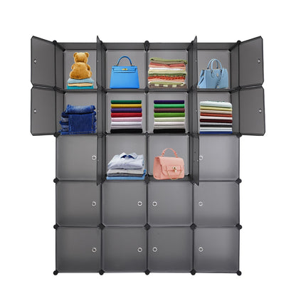 20 Cube Organizer Stackable Plastic Storage Shelves with Hanging Rod Gray - Toy Storage