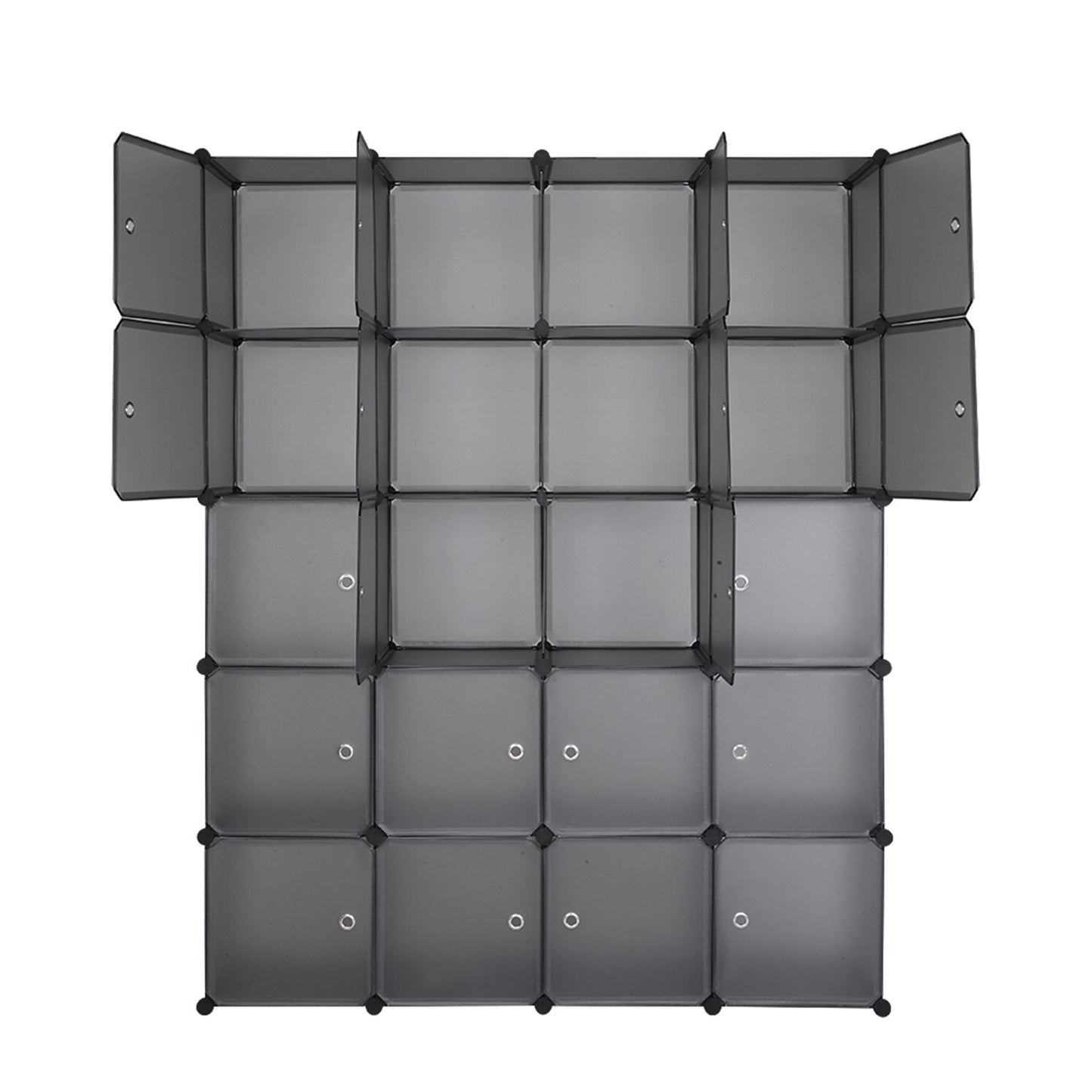 20 Cube Organizer Stackable Plastic Storage Shelves with Hanging Rod Gray - Clothes Storage