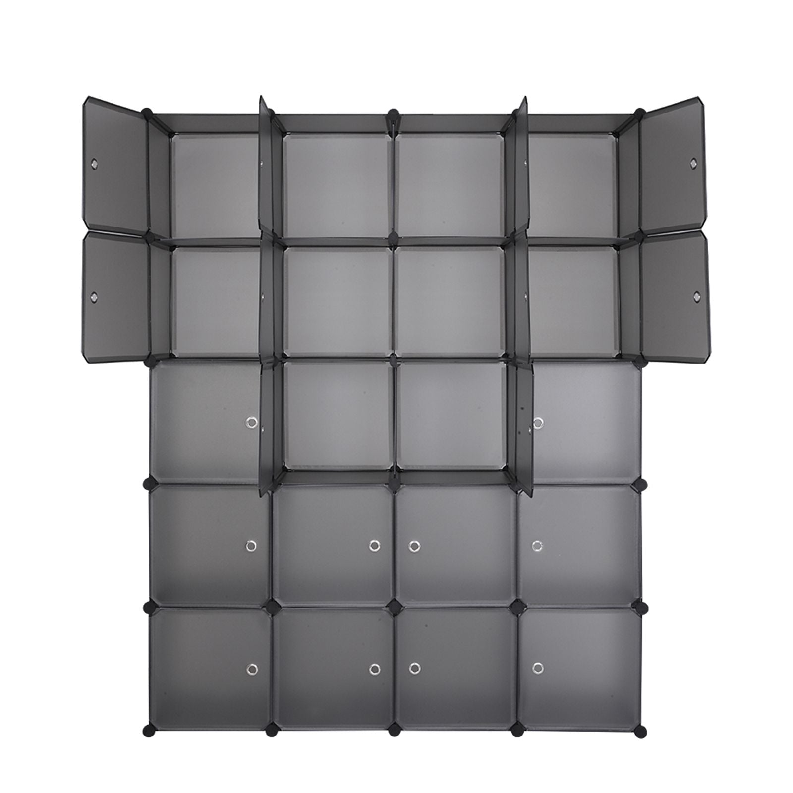 20 Cube Organizer Stackable Plastic Storage Shelves with Hanging Rod Gray - Clothes Storage
