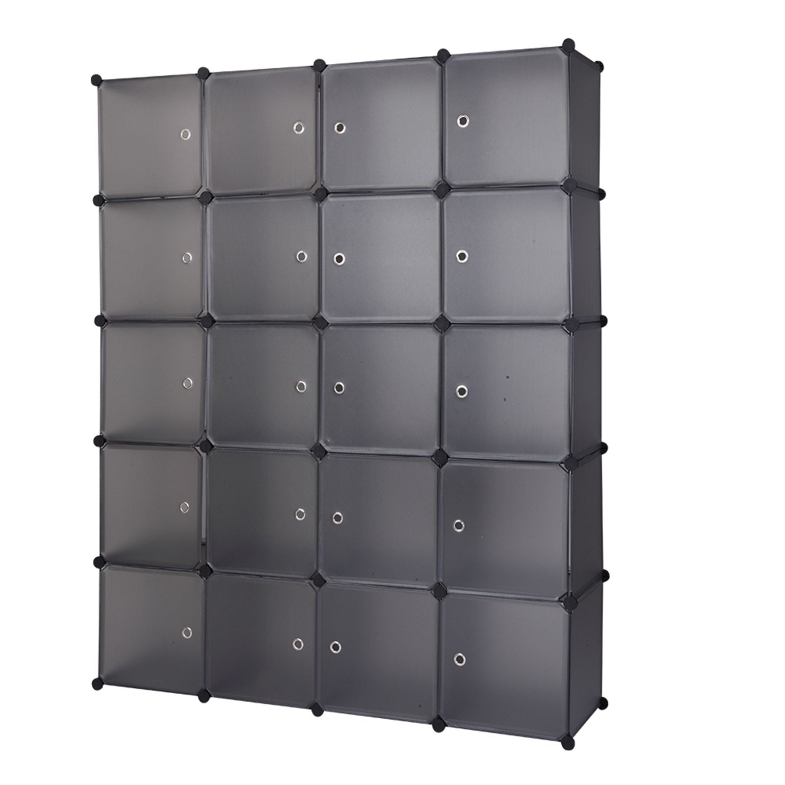 20 Cube Organizer Stackable Plastic Storage Shelves with Hanging Rod Gray - Open Doors