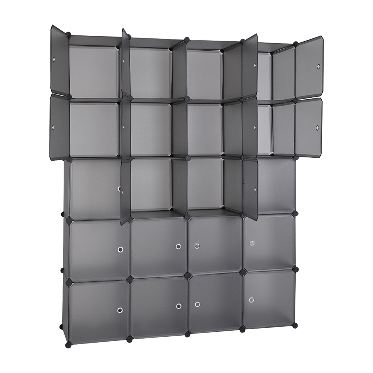 20 Cube Organizer Stackable Plastic Storage Shelves with Hanging Rod Gray - Bookshelf