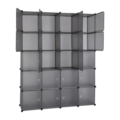 20 Cube Organizer Stackable Plastic Storage Shelves with Hanging Rod Gray - Bookshelf