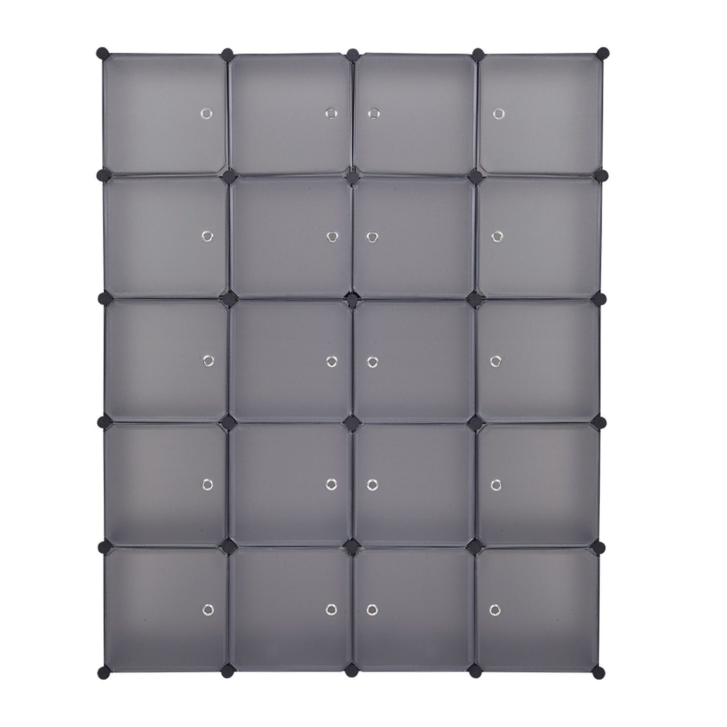 20 Cube Organizer Stackable Plastic Storage Shelves with Hanging Rod Gray - Front View