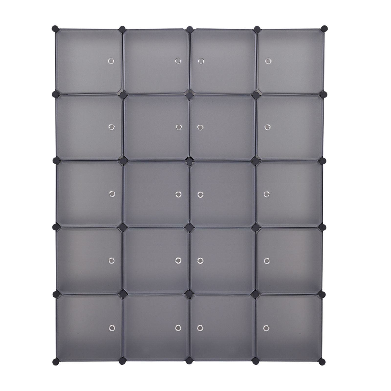 20 Cube Organizer Stackable Plastic Storage Shelves with Hanging Rod Gray - Front View