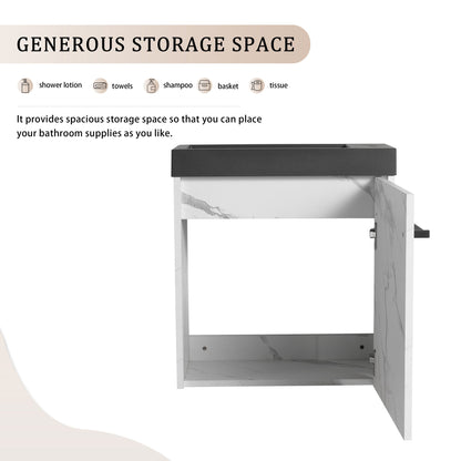 20'' Floating Wall-Mounted Bathroom Vanity with Resin Sink & Soft-Close Cabinet Door image 8