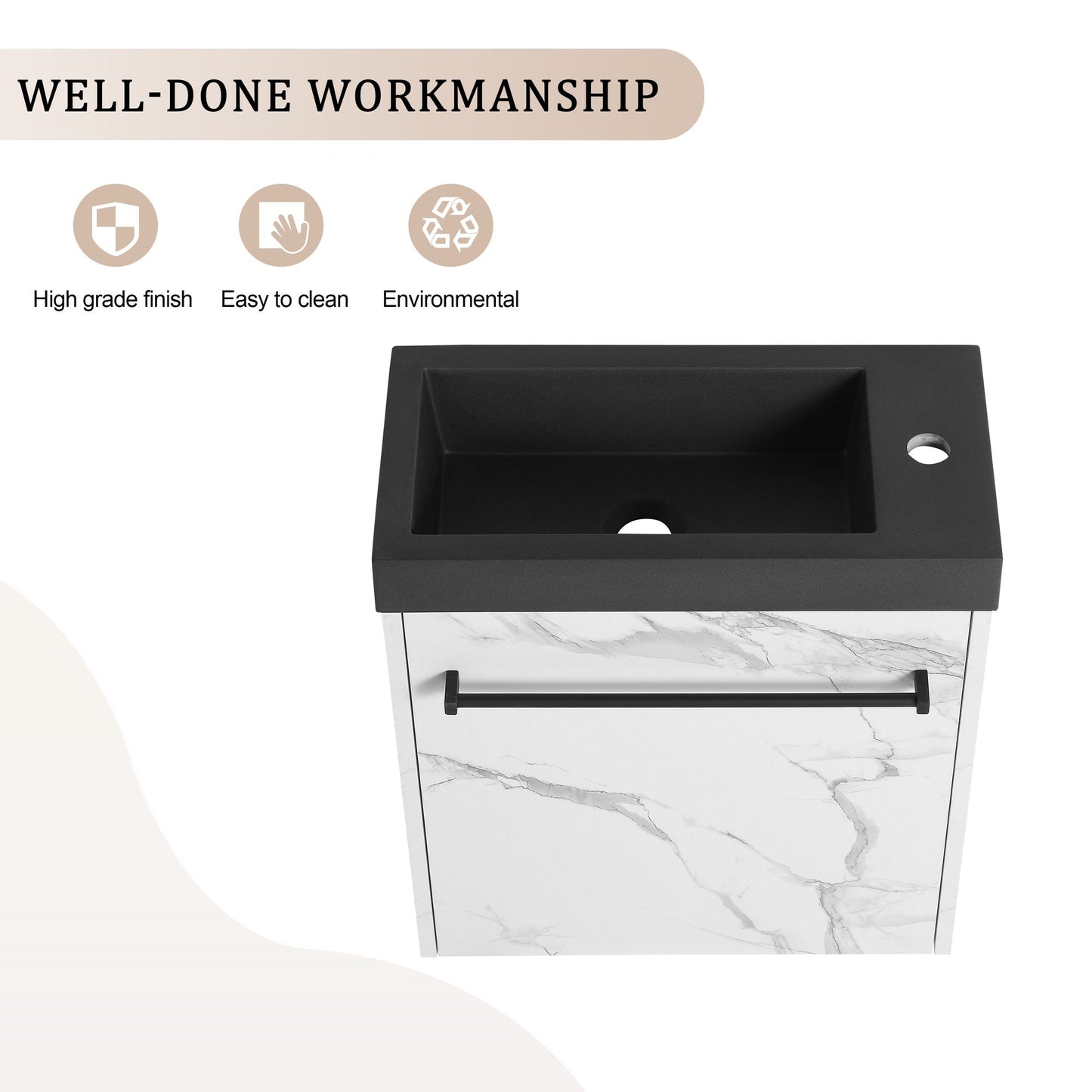 20'' Floating Wall-Mounted Bathroom Vanity with Resin Sink & Soft-Close Cabinet Door image 10