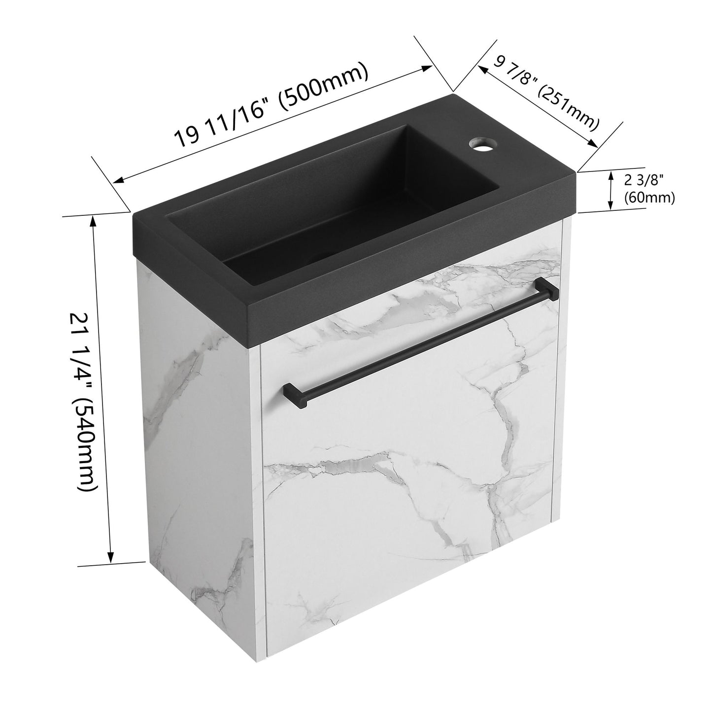 20'' Floating Wall-Mounted Bathroom Vanity with Resin Sink & Soft-Close Cabinet Door image 14