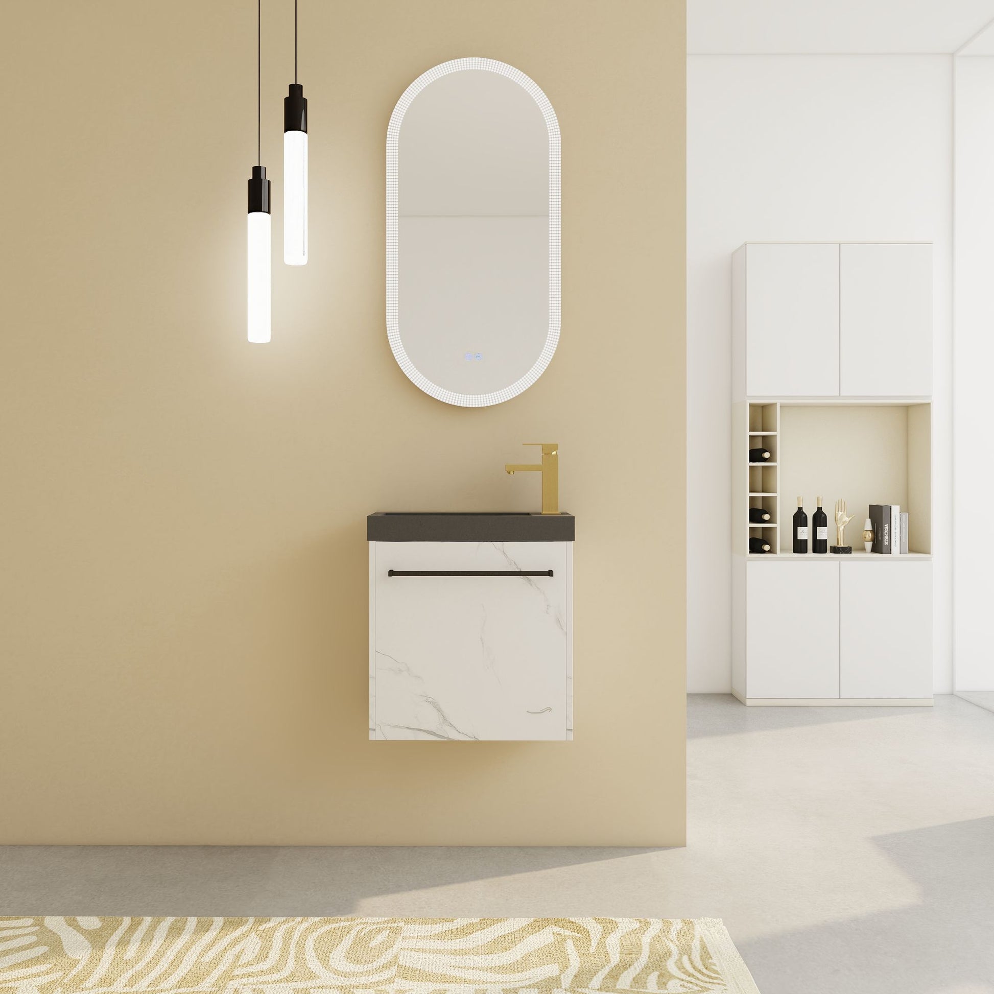 20'' Floating Wall-Mounted Bathroom Vanity with Resin Sink & Soft-Close Cabinet Door image 1