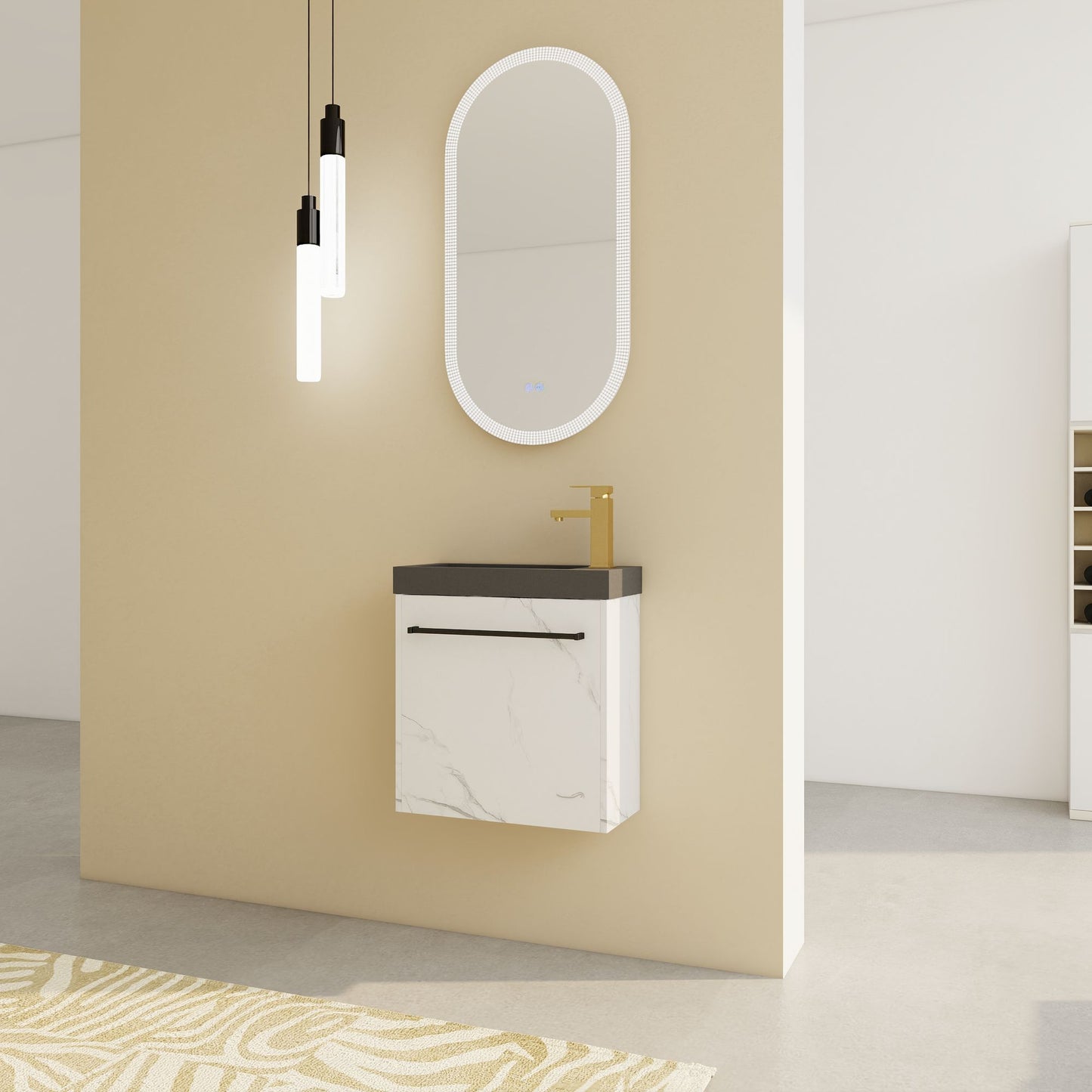 20'' Floating Wall-Mounted Bathroom Vanity with Resin Sink & Soft-Close Cabinet Door image 2