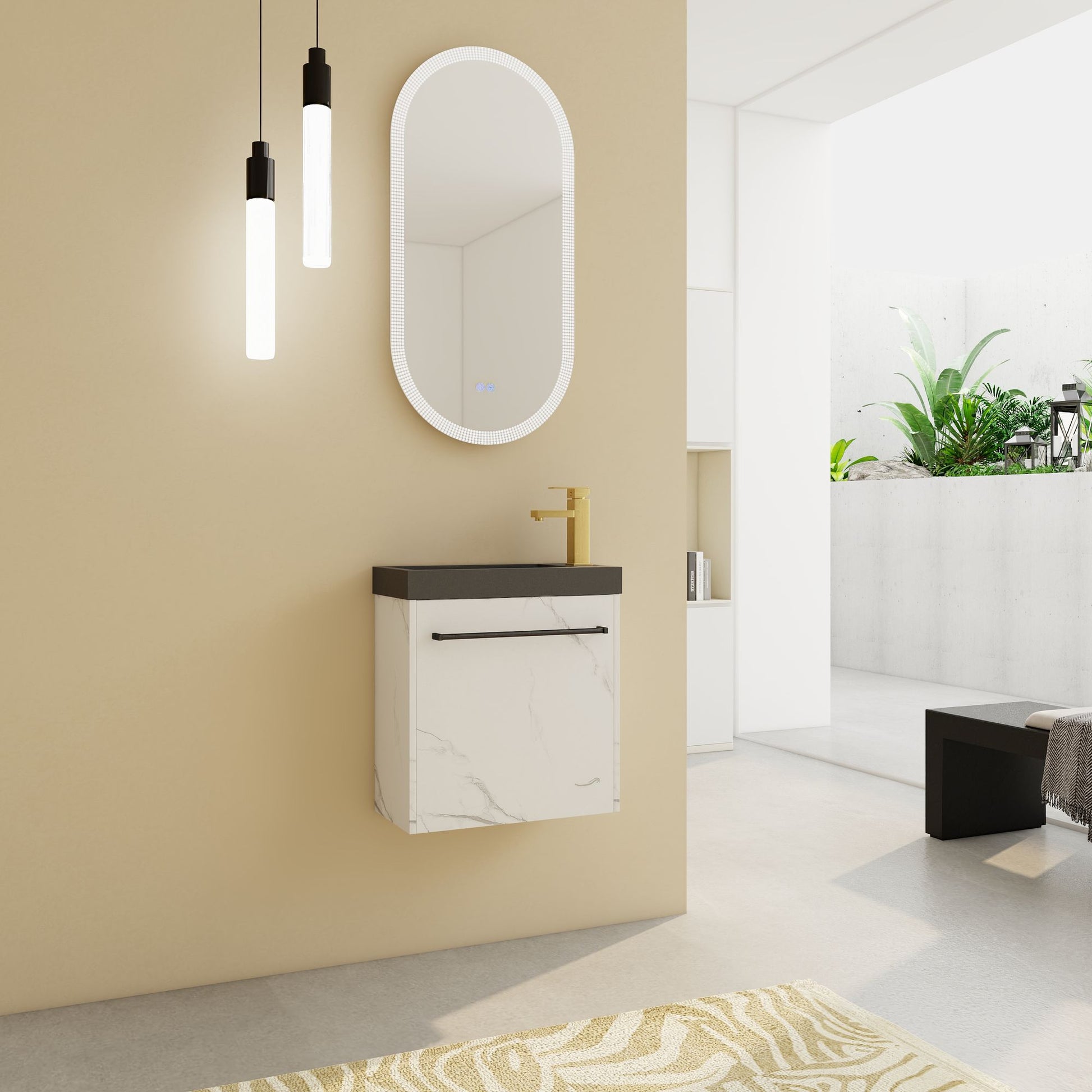 20'' Floating Wall-Mounted Bathroom Vanity with Resin Sink & Soft-Close Cabinet Door image 3