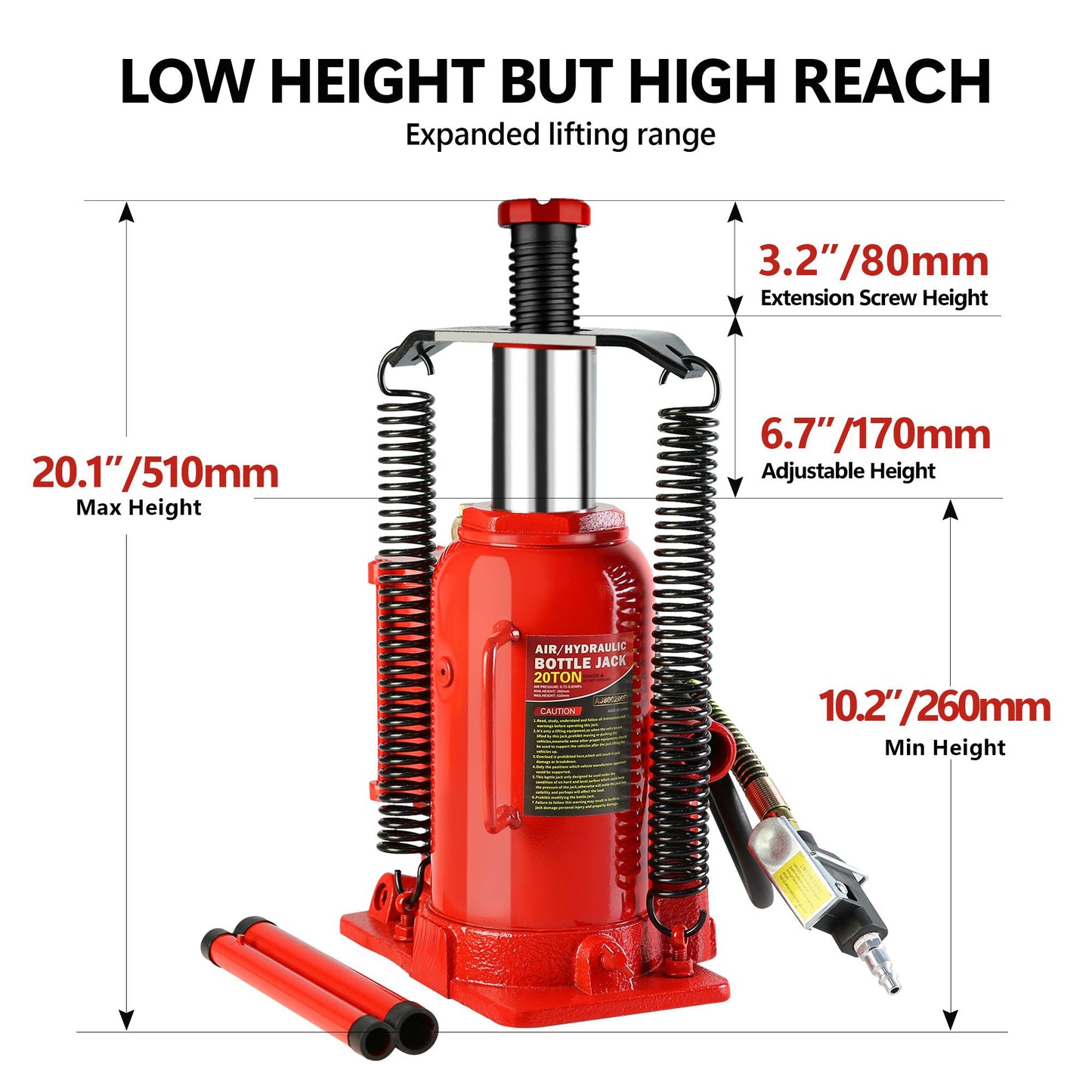 20 Ton Air Hydraulic Bottle Jack, with Manual Hand Pump Used for The Maintenance of Automobiles, Agricultural Vehicles,  image 2