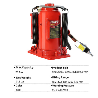 20 Ton Air Hydraulic Bottle Jack, with Manual Hand Pump Used for The Maintenance of Automobiles, Agricultural Vehicles,  image 3
