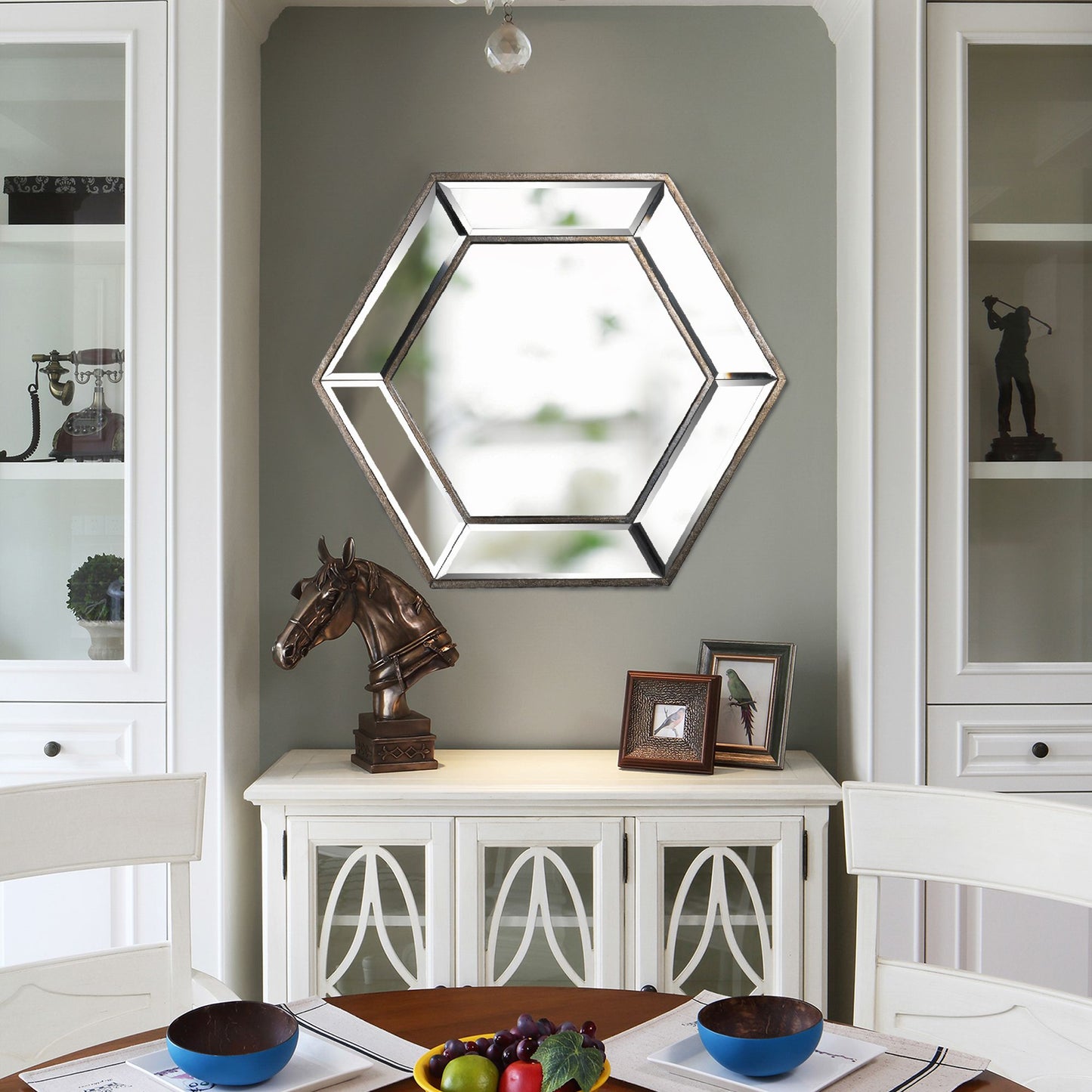 Decorative hexagon mirror with contemporary design