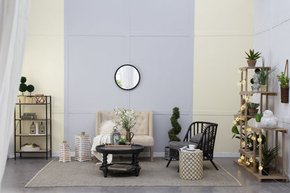 20" x 20" Circle Wall Mirror with Wooden Frame and Black Finish, Wall Mirror for Living Room, Dining Room, Foyer, Bathro image 1