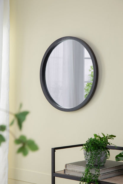 20" x 20" Circle Wall Mirror with Wooden Frame and Black Finish, Wall Mirror for Living Room, Dining Room, Foyer, Bathro image 7