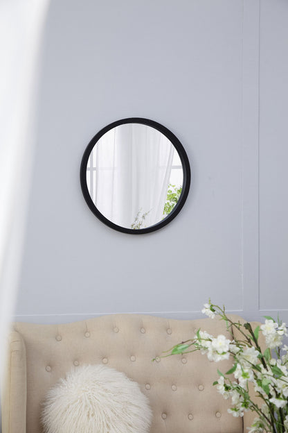20" x 20" Circle Wall Mirror with Wooden Frame and Black Finish, Wall Mirror for Living Room, Dining Room, Foyer, Bathro image 3