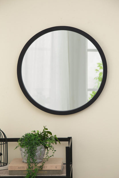 20" x 20" Circle Wall Mirror with Wooden Frame and Black Finish, Wall Mirror for Living Room, Dining Room, Foyer, Bathro image 5