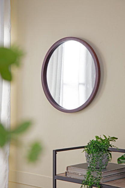 20" x 20" Circle Wall Mirror with Wooden Frame and Walnut Finish,Wall Mirror for Living Room Dining Room image 7
