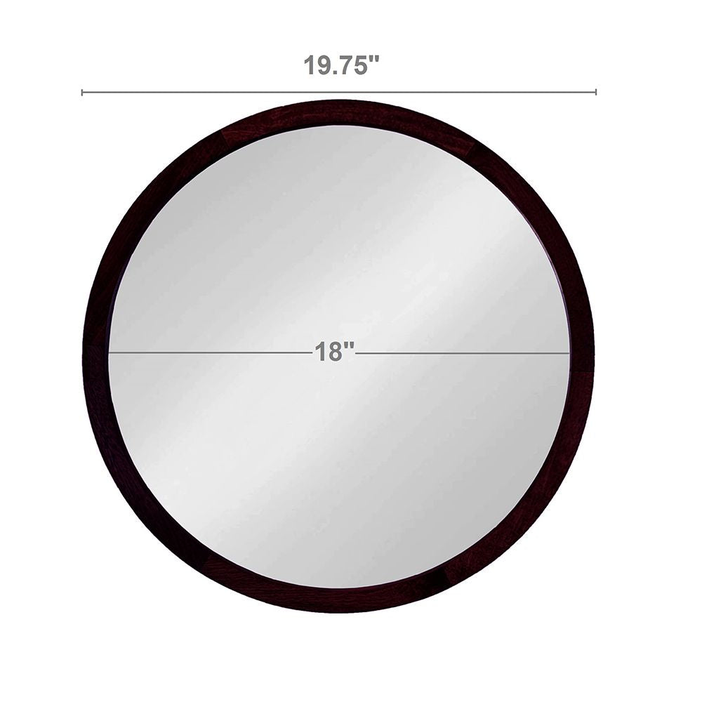 20" x 20" Circle Wall Mirror with Wooden Frame and Walnut Finish,Wall Mirror for Living Room Dining Room image 12