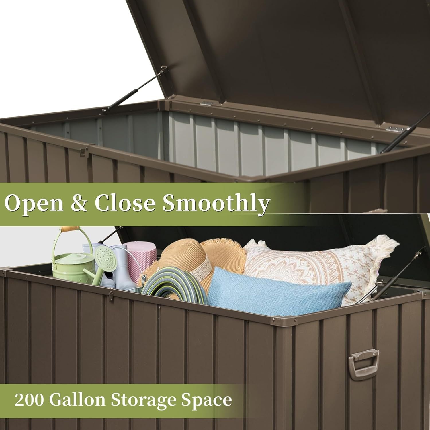 200 Gallon Outdoor Storage Deck Box Waterproof, Large Patio Storage Bin for Outside Cushions, Throw Pillows, Garden Tool image 2