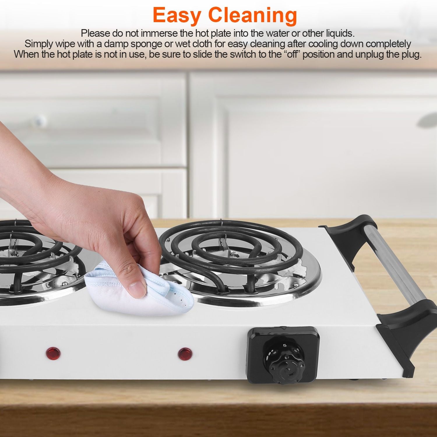 2000W Electric Dual Burner Portable Coil Heating Hot Plate Stove Countertop RV Hotplate with 5 Temperature Adjustments P image 12