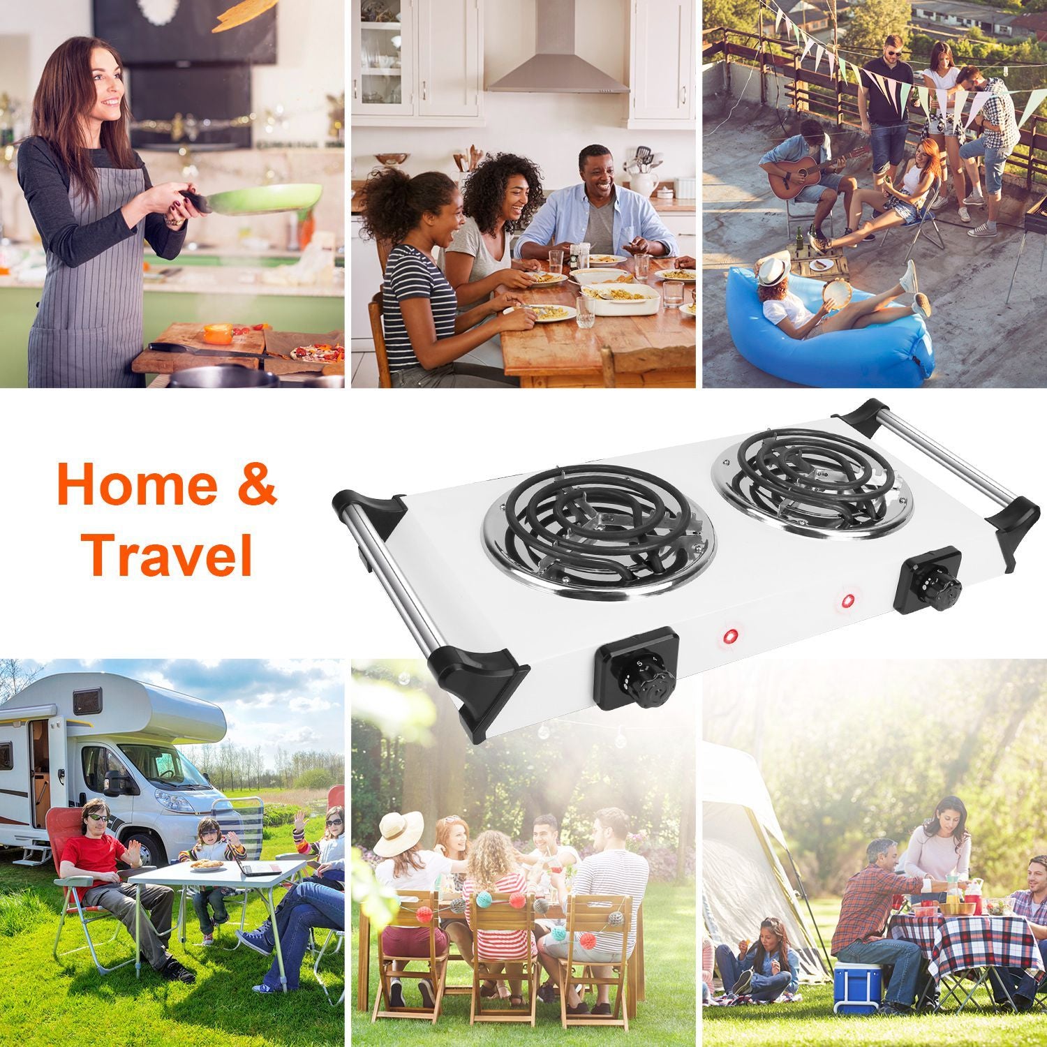 2000W Electric Dual Burner Portable Coil Heating Hot Plate Stove Countertop RV Hotplate with 5 Temperature Adjustments P image 11