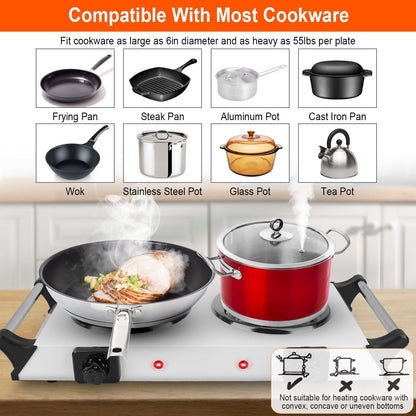 2000W Electric Dual Burner Portable Coil Heating Hot Plate Stove Countertop RV Hotplate with 5 Temperature Adjustments P image 7