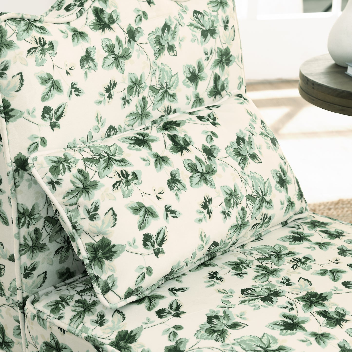 Flannel single dining chair with soft seat cushion and backrest, no armrests, matching pillow can be used as waist cushion, this dining chair can be used in the living room - GREEN image 5