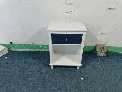 26.77''H Wooden Nightstand with One Drawer One Shelf for Kids, Adults, Navy+Golden handle image 7