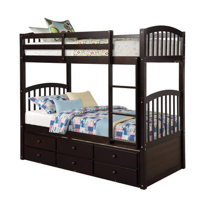 Twin Bunk Bed with Ladder, Safety Rail, Twin Trundle Bed with 3 Drawers for Teens Bedroom, Guest Room Furniture(Espresso)(OLD SKU:LT000071AAP) image 4