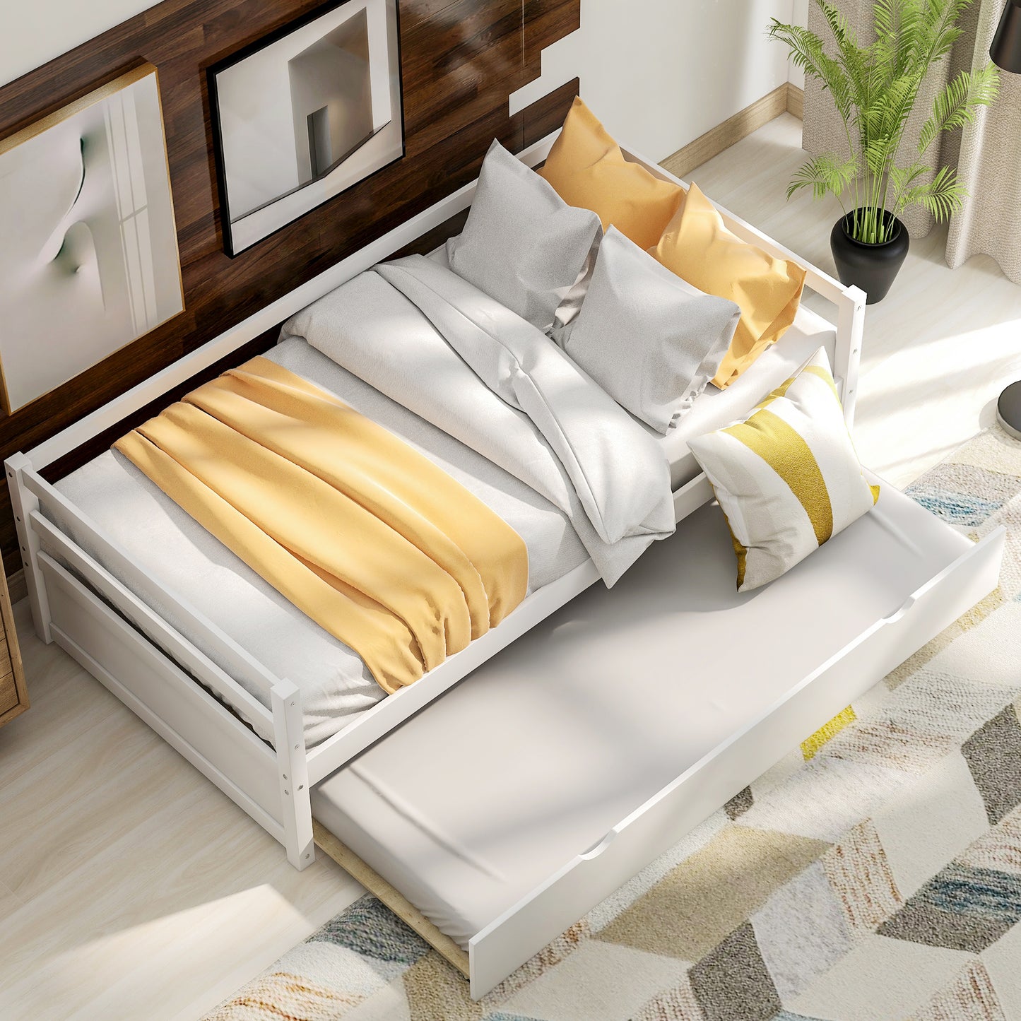 Daybed with Trundle Frame Set, Twin Size, White image 3