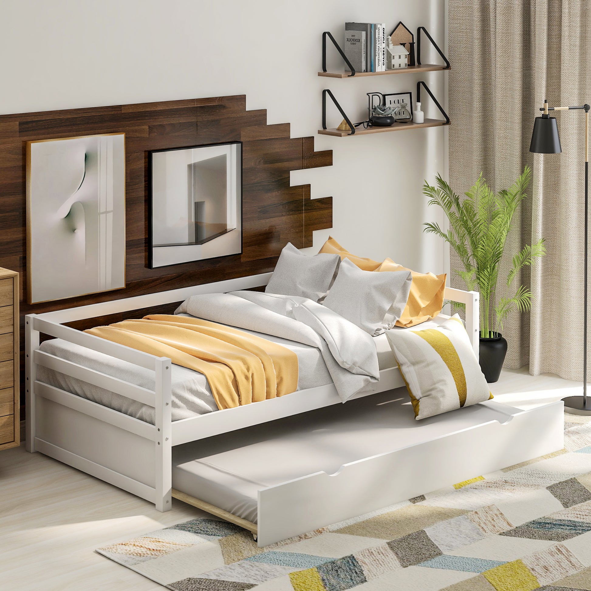 Daybed with Trundle Frame Set, Twin Size, White image 1