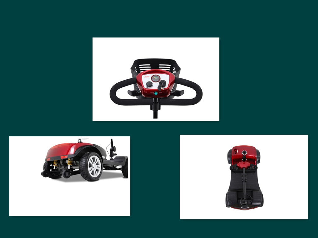 Four wheels Compact Travel Mobility Scooter with 300W Motor for Adult-300lbs, RED image 12
