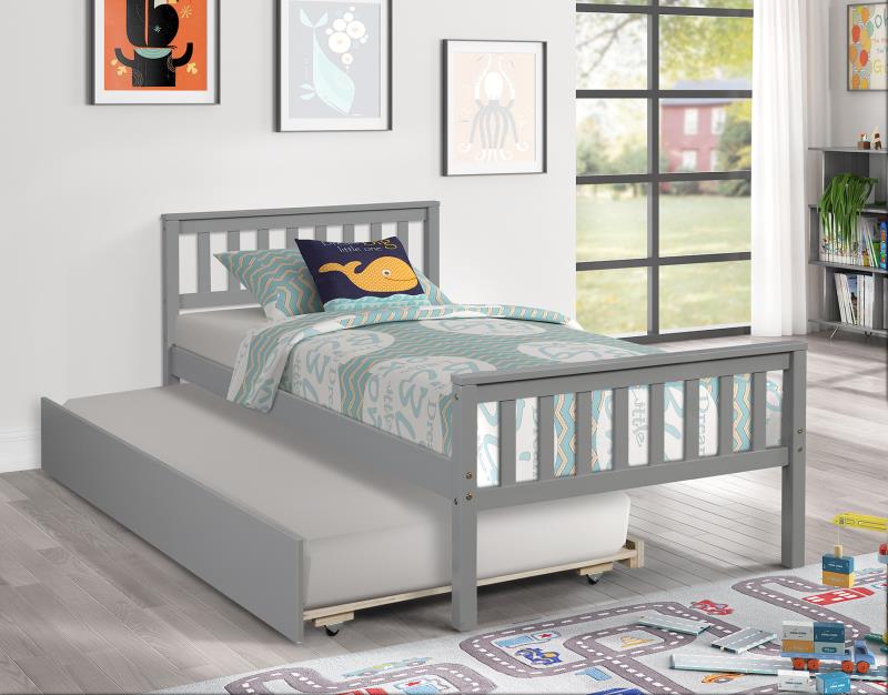 Twin Bed with Trundle, Platform Bed Frame with Headboard and Footboard, for Bedroom Small Living Space,No Box Spring Needed,Grey image 10
